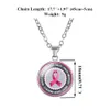 Breast Cancer Awareness Pink ribbon necklaces For women Glass Faith Hope Cure Believe Letter Pendant chains Fashion Jewelry in Bulk