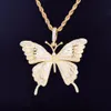 Nuevo Animal mariposa collar colgante con cadena de cuerda oro plata Cubic Zircon hombres mujeres Hip hop Rock joyería