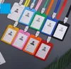Portable ID IC Cards case with Lanyard string rope plastic neck card Holder tag bus cards set office school supplier Stationery