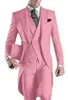 Turchese/Rosa/Bianco/Nero/Grigio/Grigio chiaro/Viola/Borgogna/Blu Frac da uomo Vestito da sposo per festa in smoking da sposa (giacca + pantaloni + cravatta + gilet)