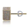 Mens Earrings Micro Pave Square CZ Gold Plated Iced Out Diamond Bling Stud Earings9456557