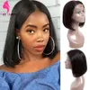 Korta bob peruker för svarta kvinnor rakt mänskligt hår med preplucked hårlinje brizillian 13x4 spets fronthår på försäljning