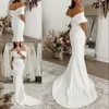 Cheap Simple Off Shoulder Mermaid Wedding Dresses Pleats Sweep Train Wedding Dress Bridal Gowns Vestidos De Noiva Robes De Mariée