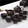 Purple Sand Tea Thées à thé en céramique noire Kung Fu Théière à la main Théières à la main Teach à thé Gaiwan Tureen Cérémonie 7-12pcs / Set de haute qualité