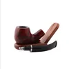 Solid Red Wooden Stripe Smoking Tobacco Pipe With Gift Package Cigarette Cigar Carved Hand Filter Pipes 14.5cm length tools Accessories