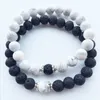 Casais Distância Pulseiras Clássico Pedra Natural Branco e Preto Yin Yang Pulseiras Frisadas Best Friend 2 Pçs/Set Conjuntos de Pulseiras