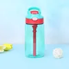 Botella de paja deportiva para niños, 480ML, taza portátil sellada de plástico para niños con pajita, botellas de agua para acampar deportivas de verano