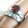 R297 red stone R298 Size 5-10 hers women's stainless steel wedding engagement ring