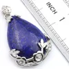 Luckyshien NEW Handmade Natural Lapis Lazuli Pendants Vintage Silver Elegant plum flower Pendant Necklace Jewelry For Women Pendants