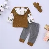 Neonato Cartoon Set Infant Boy Girls Cartoon Deer Antlers Colorblock Felpa con cappuccio Bambini Abbigliamento casual Abiti per bambini Pantaloni con testab3304736