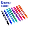 8st / set ny 0,5 mm raderbar penna färgglada 8 färg magisk gel bläck penna teckning målning verktyg student skriver verktyg kontor brevpapper