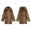 Drukowanie Leopard Faux Fur Coats Damskie Zimowe Ciepłe Długie Parka Płaszcz Streetwear Z Długim Rękawem Casual Grube Coat 2018 Najnowszy