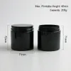 24 x 200g Empty Black Cosmetic Cream Containers Cream Jars 200cc 200ml for Cosmetics Packaging Plastic Bottles With Metal Lids