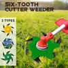 Werkzeugteile Aktualisierter Rasentrimmerkopf mit 6 Zähnen, Trimmerkopf, Freischneiderklinge für Rasenmäher, Grün, Gelb – Gelb