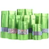 Matte Green Zip Lock Standing Nuts Package Bags with Clear Window on Front Reusage Multiple Sizes Dry Food Packing Bags