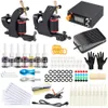 Komplett Tattoo Machine Kit Set Coils Guns Färger Pigment Sets Power Tattoo Nybörjare Grips Kits Permanent Makeup