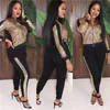 Plus size 3XL Women Sequins tracksuit outfits 2pcs set winter coat top+ pants casual outfits outdoor outerwear sweatsuits jogging suit 2376