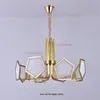 Nordic postmodern all copper living room chandelier creative restaurant lighting villa duplex building imitation jade chandelier