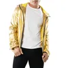 メンズジャケット2022スプリングメンジャケット光沢のあるファッションシルバーゴールデンコートウインドブレーカーヒップホップソリッドカラージャッケット