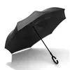 Inverted Umbrella C Maniglia Reverse Ombrelli antivento pieghevole a doppio strato Inside Out Soleggiato Piovoso C-Hook vivavoce Umbrella per auto YPP7335