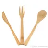 3 Pcs/Set Reusable Bamboo Flatware Portable Cutlery Set Knives Fork Spoon Travel Camp Dinnerware Set Cooking Kitchen Tools BH2308 CY