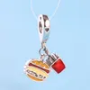 Ciondolo hamburger all'ingrosso per ciondolo ciondolo fai da te in argento sterling 925 con diamanti CZ con scatola originale