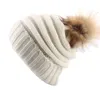 14 Farben Frauen Mädchen Winter Strickmütze Kunstpelzmütze Pom Ball Häkelmützen Strickmütze Skully Warm Ski Trendy Soft Thick Caps M880