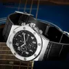 Baogela Men's Chronograph Quartz Watches Leather Strap Strap Sports Wristwatch Luminous For Man 3Bar Waterproof 1805 Silver Black