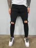 Mens Destroyed Skinny Jeans Cool Designer Stretch Ripped Denim Trousers for Men Casual Slim Fit Hip Hop Pencil Pants with Holes