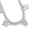 Hip Hop brillant diamant pierre charme papillon pendentifs collier bijoux Bling platine plaqué hommes femmes amant cadeau