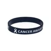 100PCS Nessuno combatte da solo Consapevolezza del cancro Bracciale in gomma siliconica Logo riempito di inchiostro Nero Taglia per adulti