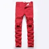 Men Casual Jeans Denim Pants Straight Distressed Ripped Knees Holes Regular Free Shipping