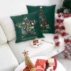 Christmas Green Cotton Hot Stamping Pillowcase Christmas Decoration for Home Party Decor Kerst