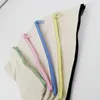 DIY 20.5*8.5cm White Canvas Blank Plain Zipper Pencil Pen Bags Stationery Cases Clutch Organizer Bag Gift Storage Pouch