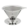 Cone Shaped Stainless Steel Coffee Dripper Double Layer Mesh Filter Basket Reusable Cone Shaped Coffee Filter