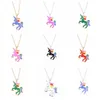 Kids Jewelry Fashion Colored Glaze Drop Oil Rainbow Unicorn Pendant Necklaces Simple Children Chain Necklace Christmas Birthday Gifts