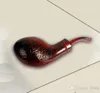 Pipe en acajou de qualité, pipe artisanale en bois massif, poignée cintrée en acrylique, résine sculptée