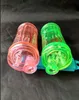 Impresión de dibujos animados de dos colores acrílico gancho de agua vidrio bongs accesorios, Pipas de vidrio para fumar coloridos mini multicolores Pipas de mano Be