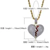 Hip Hop Iced Out Broken Heart Necklace Pendant Iced Out Full Zircon Gold Silver Plated Mens Hip Hop Smycken Gift