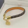 Toppkvalitet Runda Äkta Läderarmband med Guldväska Tillbehör Design för Kvinnor Flower Print Armband Brands Hamed Smycken