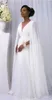 Bohemian White Cheap Simple Beach Chiffon Wedding Dresses with Capes Western Lebanon Rustic Fitted Wedding Dress