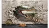 3d foto behang custom 3d muur muurschilderingen behang shock crocodile muur dinosaurus schildpad 3D driedimensionale schilderij achtergrond Muur