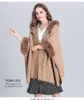 Nieuwe herfst winter vrouwen losse hooded poncho faux bontkraag manchet cardigan sjaal cape mantel poncho uitloper jas C4983