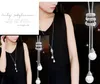 Simulated Pearl Crystal Long Sweater Chain Circles Necklace Vintage Accessary Crystal Collares Statement Jewlery GA736