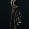 New Charming Crystal Moon Hair Clip Tassels Long Hair Accessories Femme Bijoux Gold/Silver/Rose Gold/Bronze Color Freeshipping