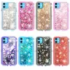 Glitter Şeffaf Sıvı Bling Temizle Quicksand Durumda iPhone 11 Pro Max XS Max XR 6 7 8 Artı Samsung S10 S20 Plus S20 Ultra Note10 Pro