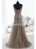 Tatsächliche Bilder 2019 Vintage Mutter der Braut-Kleid-Nixe V-Ausschnitt Applique Perlen Tüll Korsett Gewohnheit Mutter-Kleid-formale Abendkleider