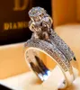 Boho Femme Diamond White Round Ring Set Brand Luxury Promise 925 Anneau de fiançailles en argent Anneaux de mariage de mariée vintage pour femmes2954141
