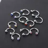 mix 614mm Silver Septum Gem Eyebrow Piercing 100pcslot with 10 color Body Piercing 16G Nose Hoop Tragus Ear Body Jewelry Men K412056796