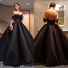2023 Black Arabic Celebrity Pageant Evening Gowns Off Shoulder Beads Sequins Backless Formal Dresses Ball Gown Prom Dresses GB1115S1
